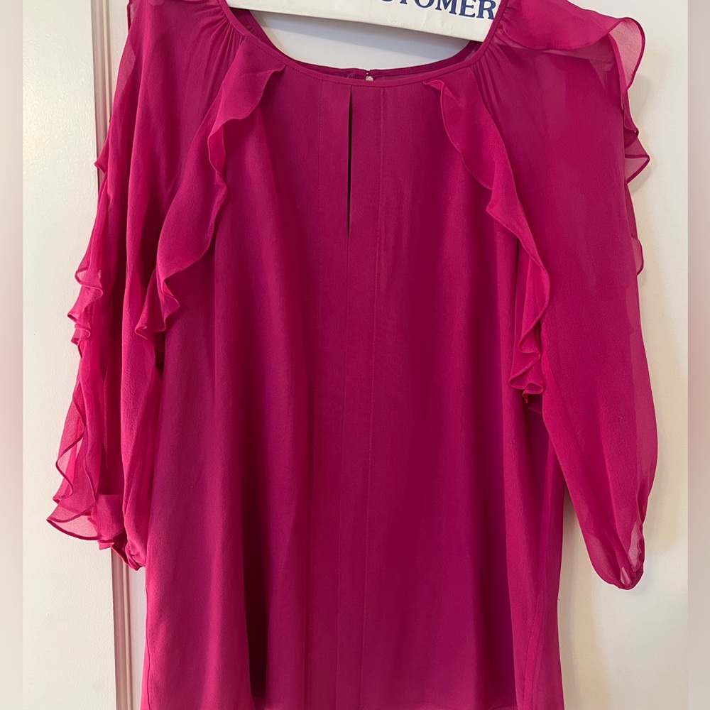 Tibi Silk 3/4 Ruffled Sleeve Blouse - size 4
